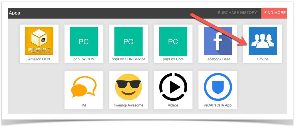 phpFox 4 User Manual > Enabling and Managing the Groups App > groupsapp.png