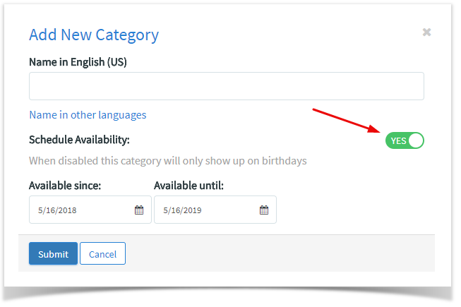 phpFox 4 User Manual > Enabling and Managing E-Gifts > schedule gift yes.png