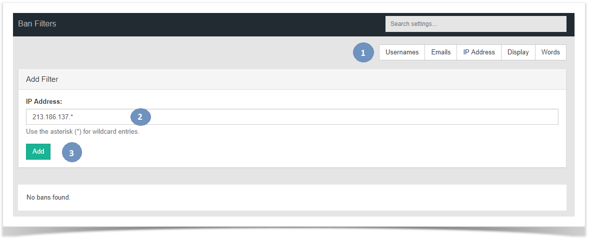 phpFox 4 User Manual > Managing Ban Filters > ban ip1.png
