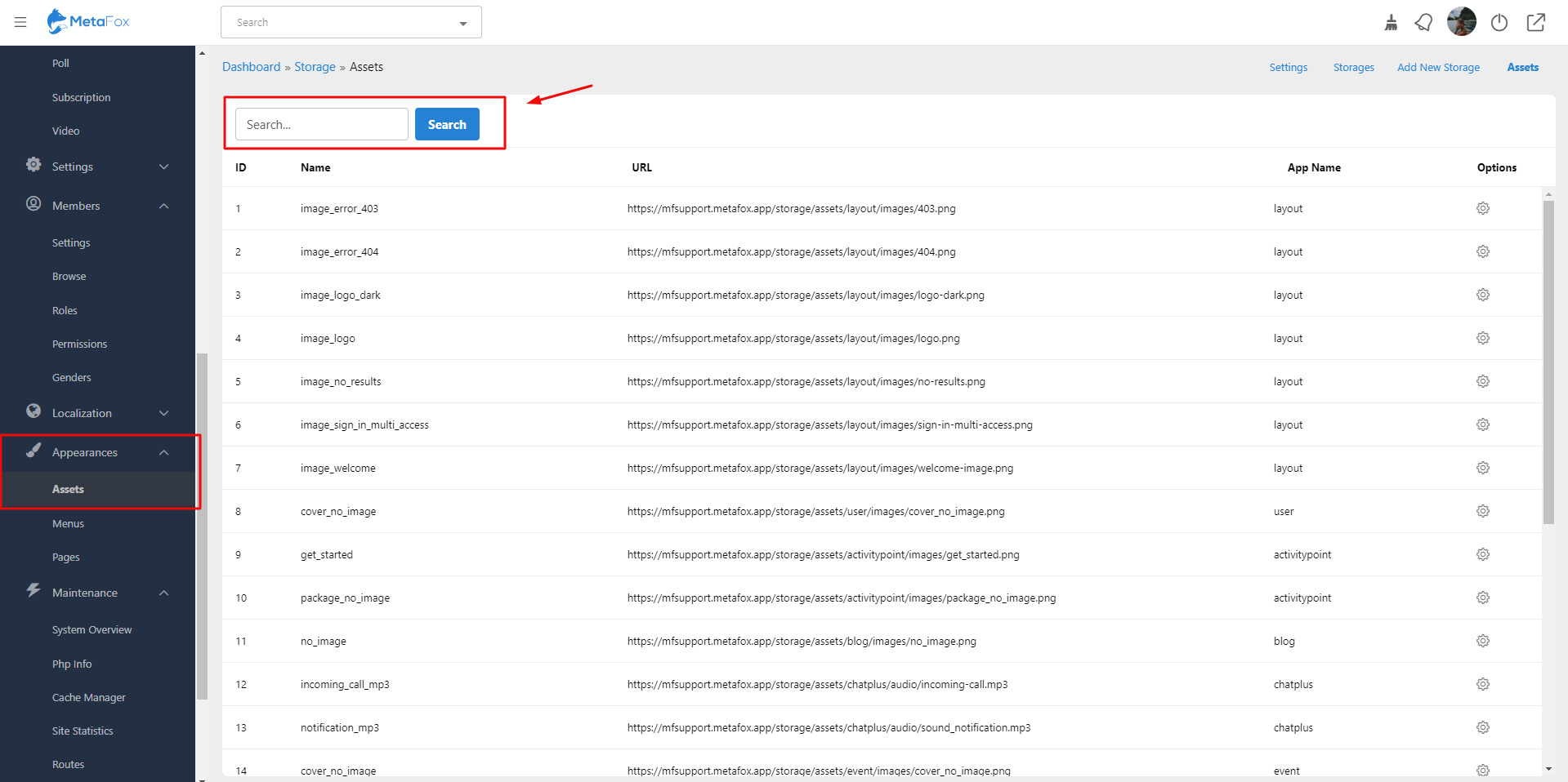 MetaFox - User Manuals > Configure site logo, favicon and site assets > Assets.png