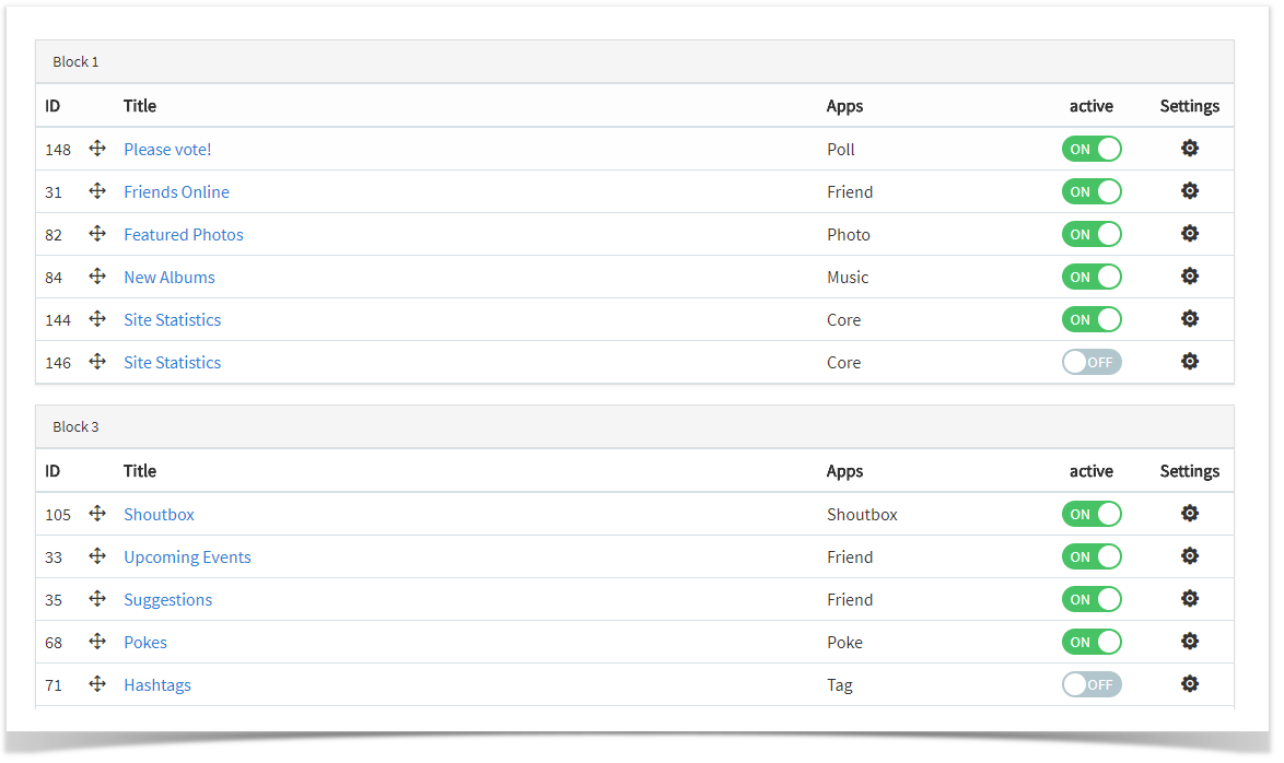 phpFox 4 User Manual > Creating or Editing Blocks > block list.png