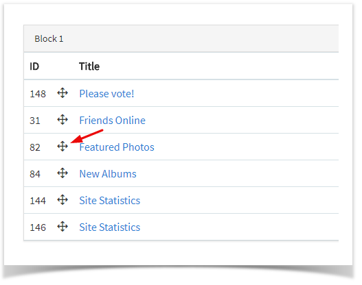 phpFox 4 User Manual > Creating or Editing Blocks > drag list.png