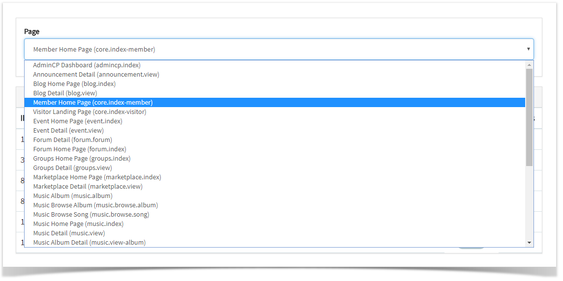 phpFox 4 User Manual > Creating or Editing Blocks > page list.png